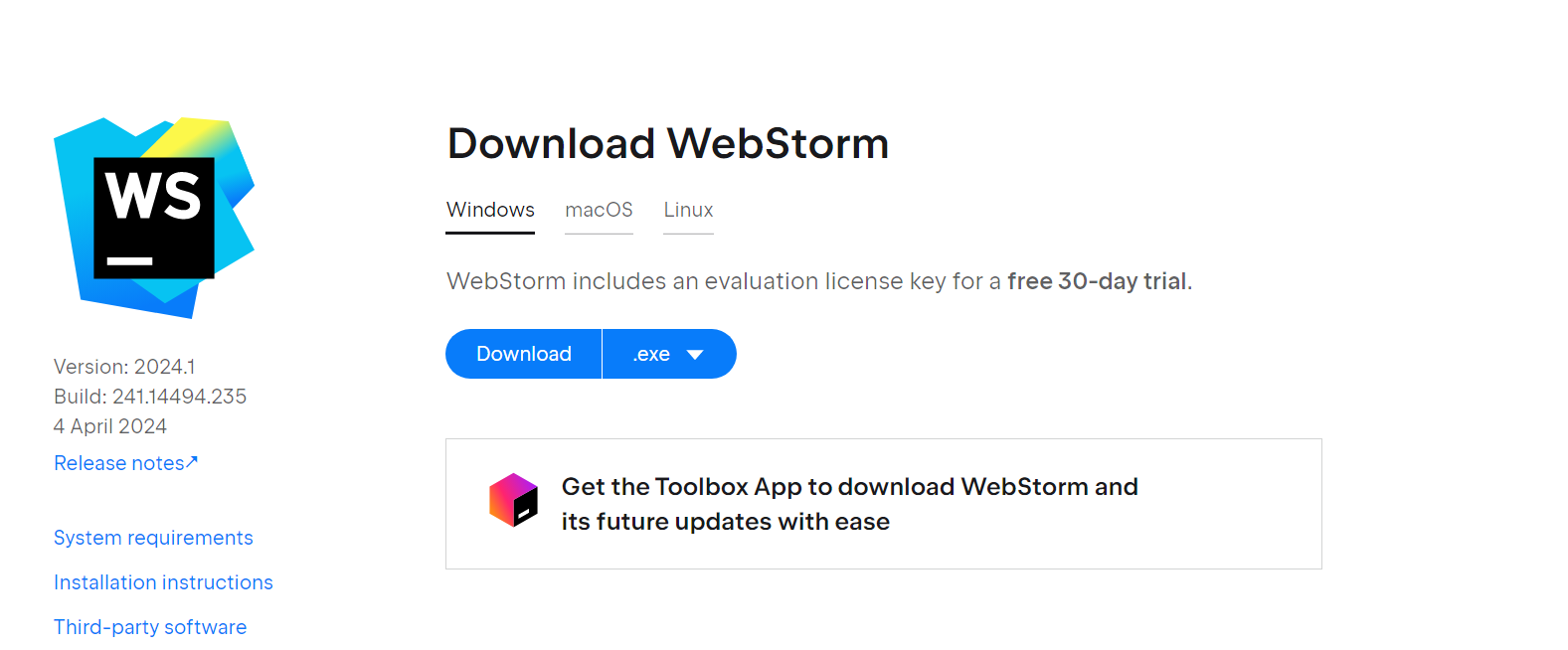 WebStorm 2024.1安装激活教程(附激活码,亲测有效)