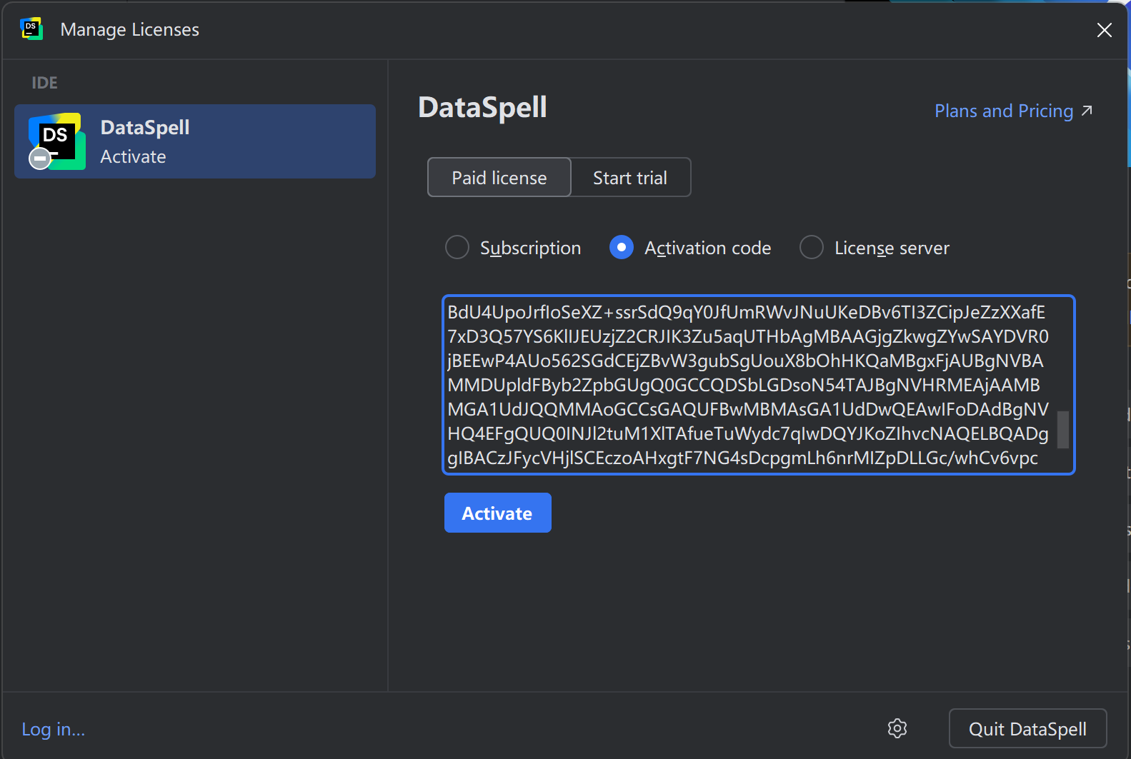 2024.3.2 DataSpell激活教程(亲测有效,附激活码)
