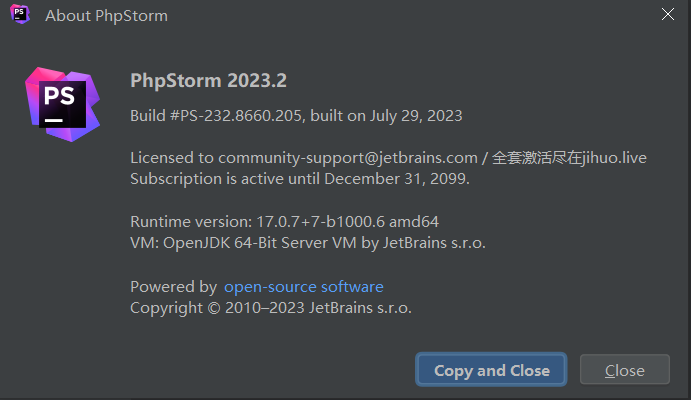 PhpStorm 2023.2 激活破解教程