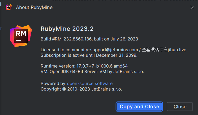 RubyMine 2023.2 激活破解教程