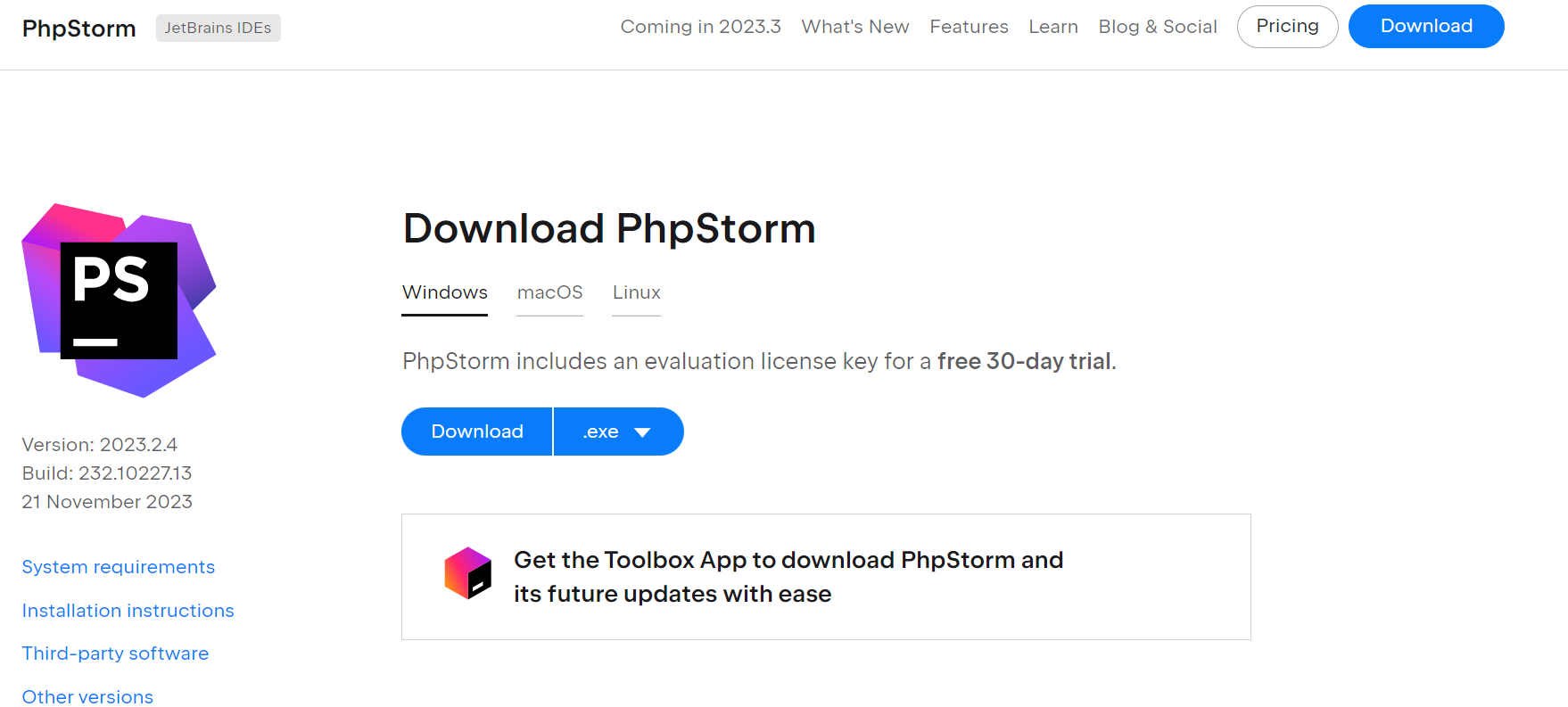 PhpStorm 2023.2.4 激活破解教程
