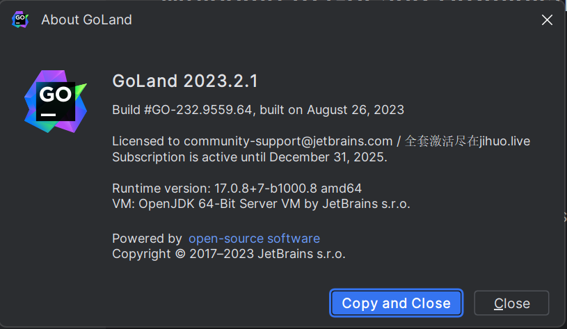 GoLand 2023.2.1 激活破解教程